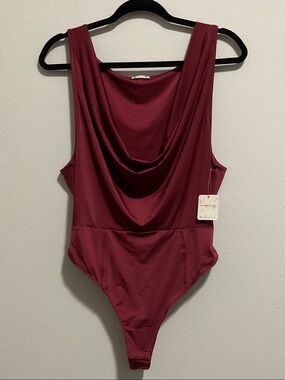 Free People Draped Neck Bodysuit- Color(Red)- Size M